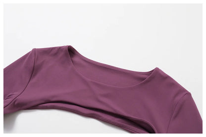 Womens Long Sleeve Gym Top Crop Yoga Shirt Quick Dry Fitness Sports