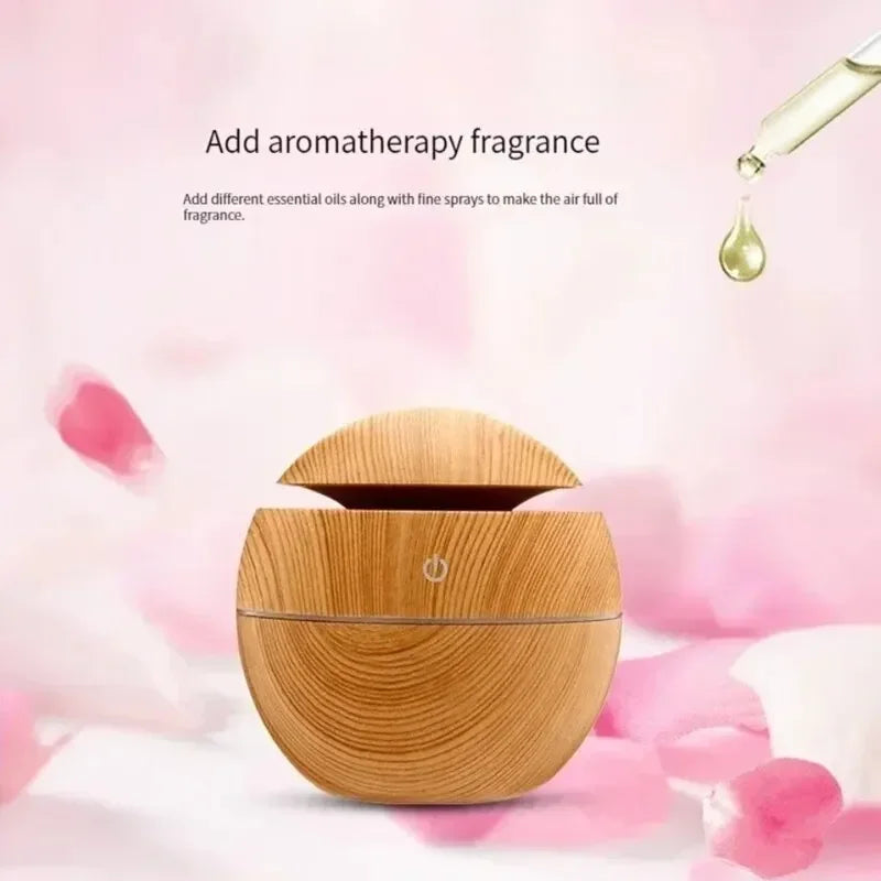 Mini Home Wood Grain Air Humidifier – USB Ultrasonic Cool Mist Aroma Diffuser