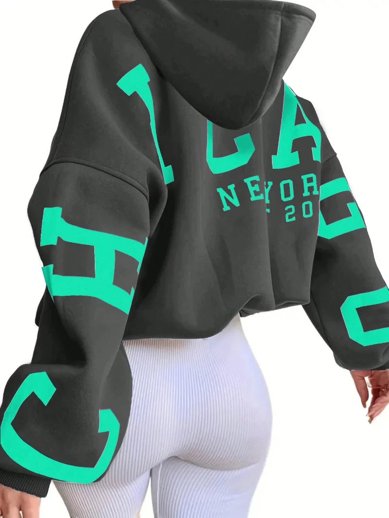 Women’s Casual Long Sleeve Hoodie Letter Print Streetwear Top