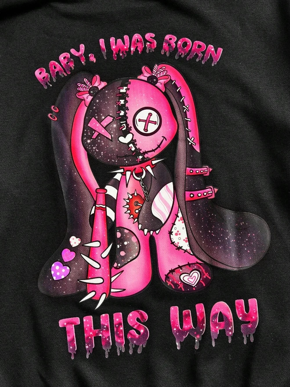 Women’s Cute Horror Bear Hoodie Pink Oversized Streetwear Hoodie