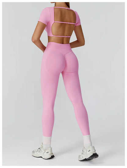 Women’s Gym Yoga Top | Square Neck Backless Fitness Outfit
