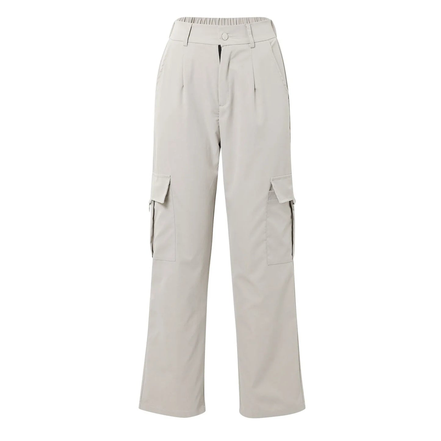 Women Loose Cargo Pants High Waist Wide Leg Trousers Pockets Casual Full Length