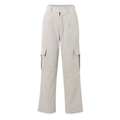 Women Loose Cargo Pants High Waist Wide Leg Trousers Pockets Casual Full Length