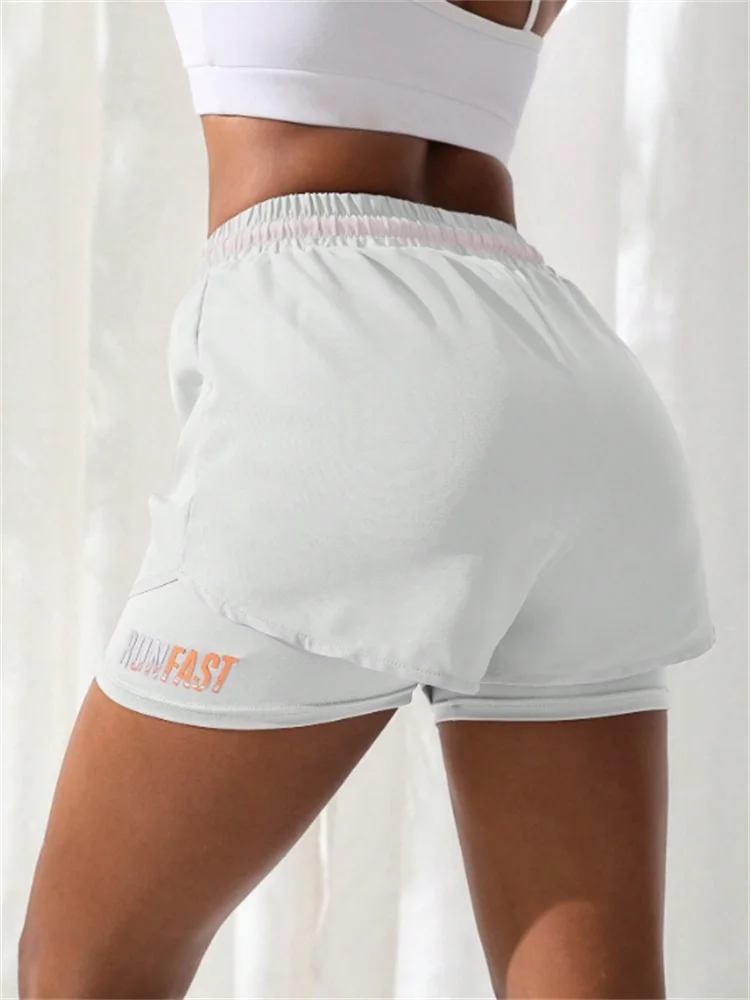 Women’s High Rise Running Shorts – Elastic Waist Workout Shorts