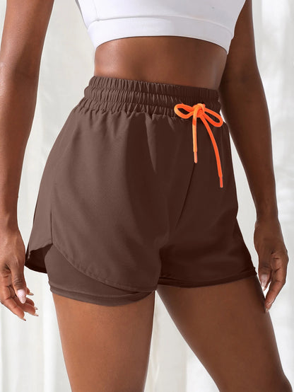 Women’s High Rise Running Shorts – Elastic Waist Workout Shorts