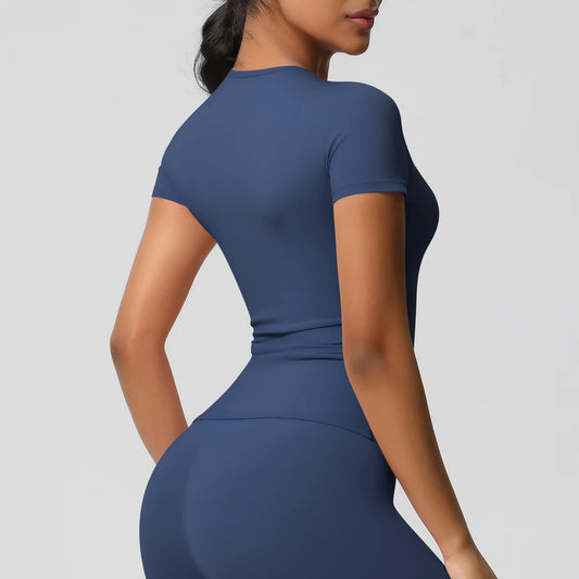 Women Gym Workout T Shirt Running Yoga Fitness Short Sleeve Sports Top