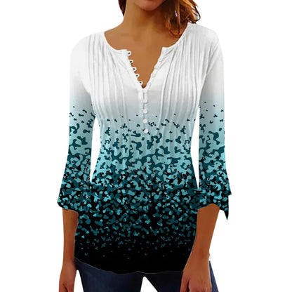 Women Floral V Neck T Shirt Summer Short Sleeve Casual Streetwear Top Holiday