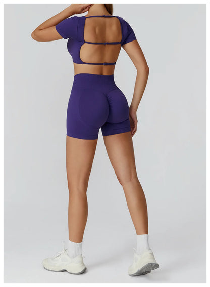 Women’s Gym Yoga Top | Square Neck Backless Fitness Outfit