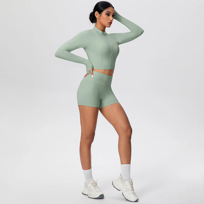 Women Yoga Set Quick Dry | Zipper Top Leggings Set