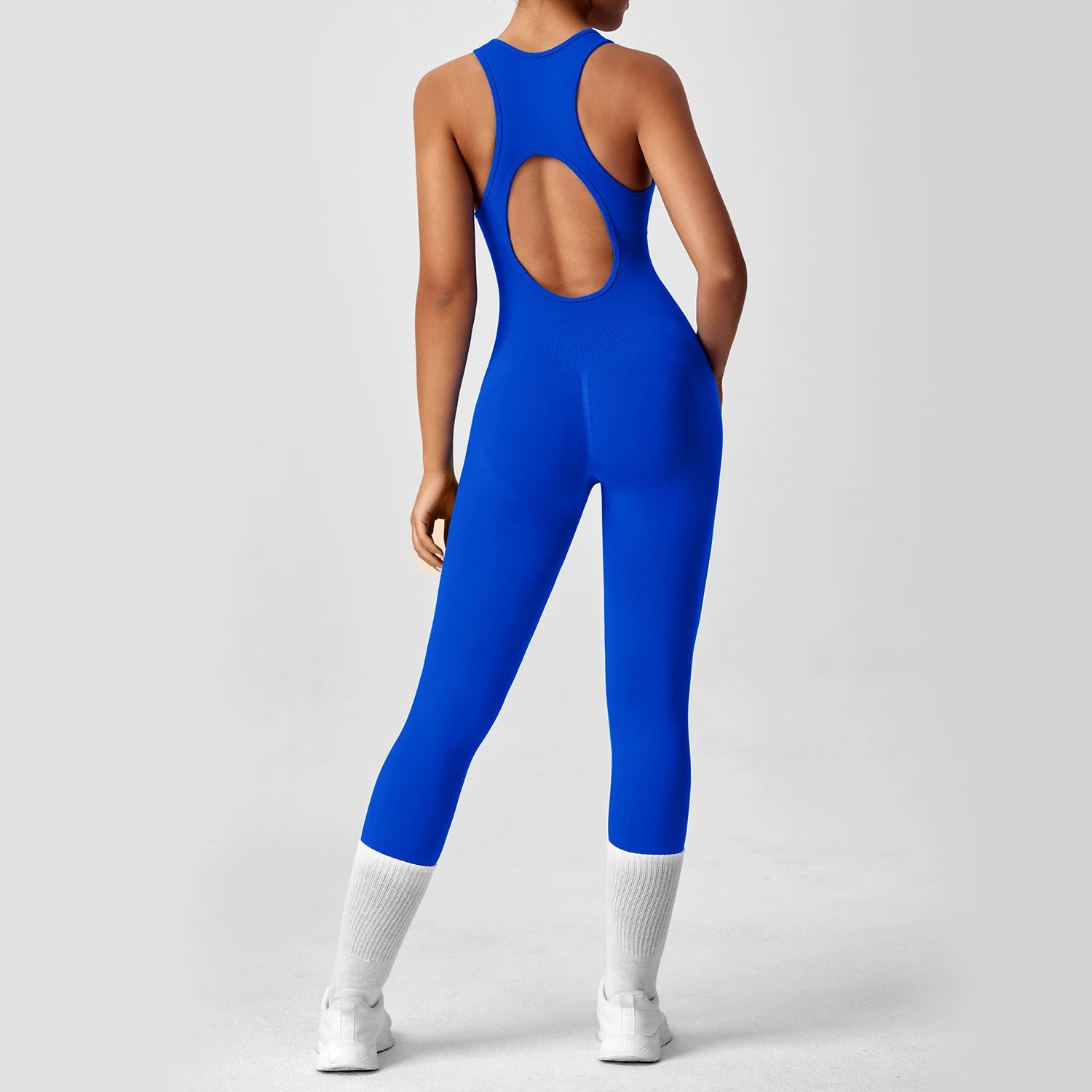 Seamless Peach Booty Bodysuit | V-Back Tummy Control Gym Jumpsuit