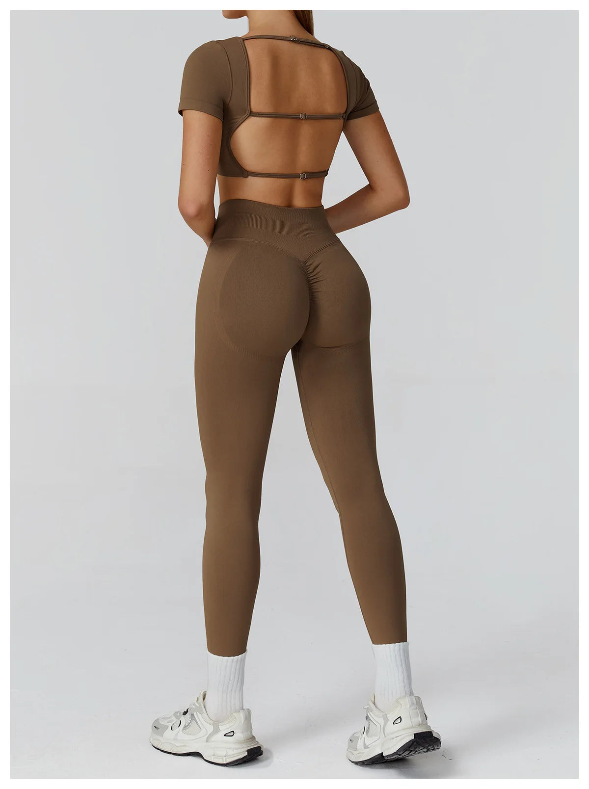 Women’s Gym Yoga Top | Square Neck Backless Fitness Outfit