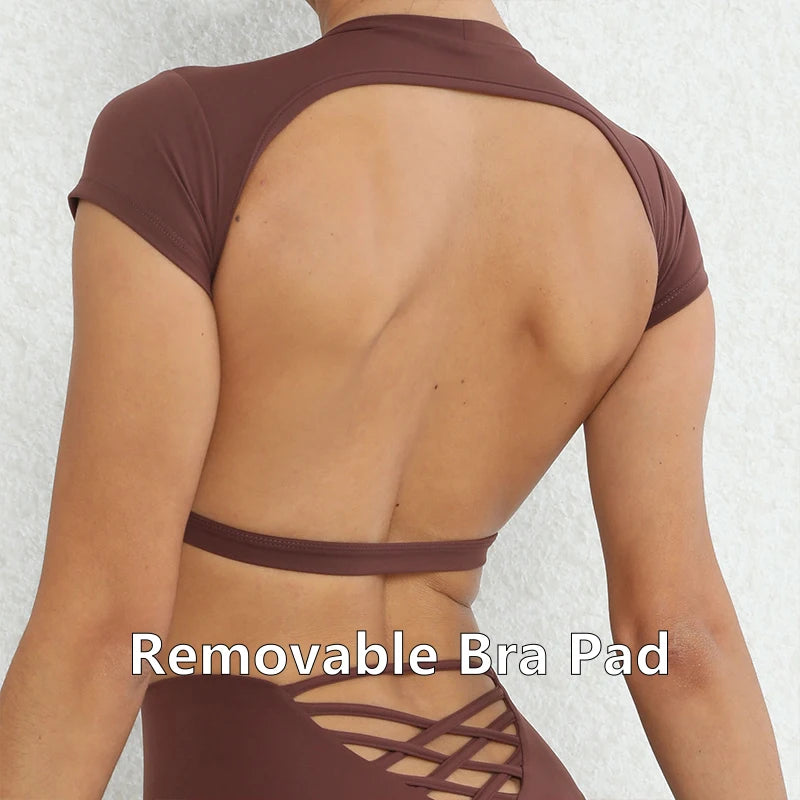 Ctenkevet Sports Crop Top | Backless Yoga Gym Activewear