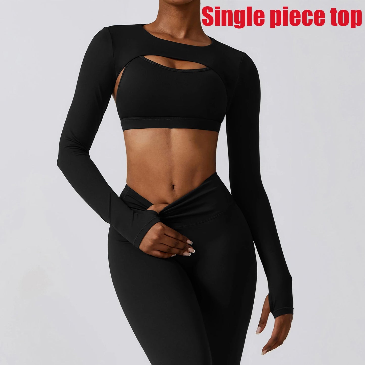 Womens Long Sleeve Gym Top Crop Yoga Shirt Quick Dry Fitness Sports