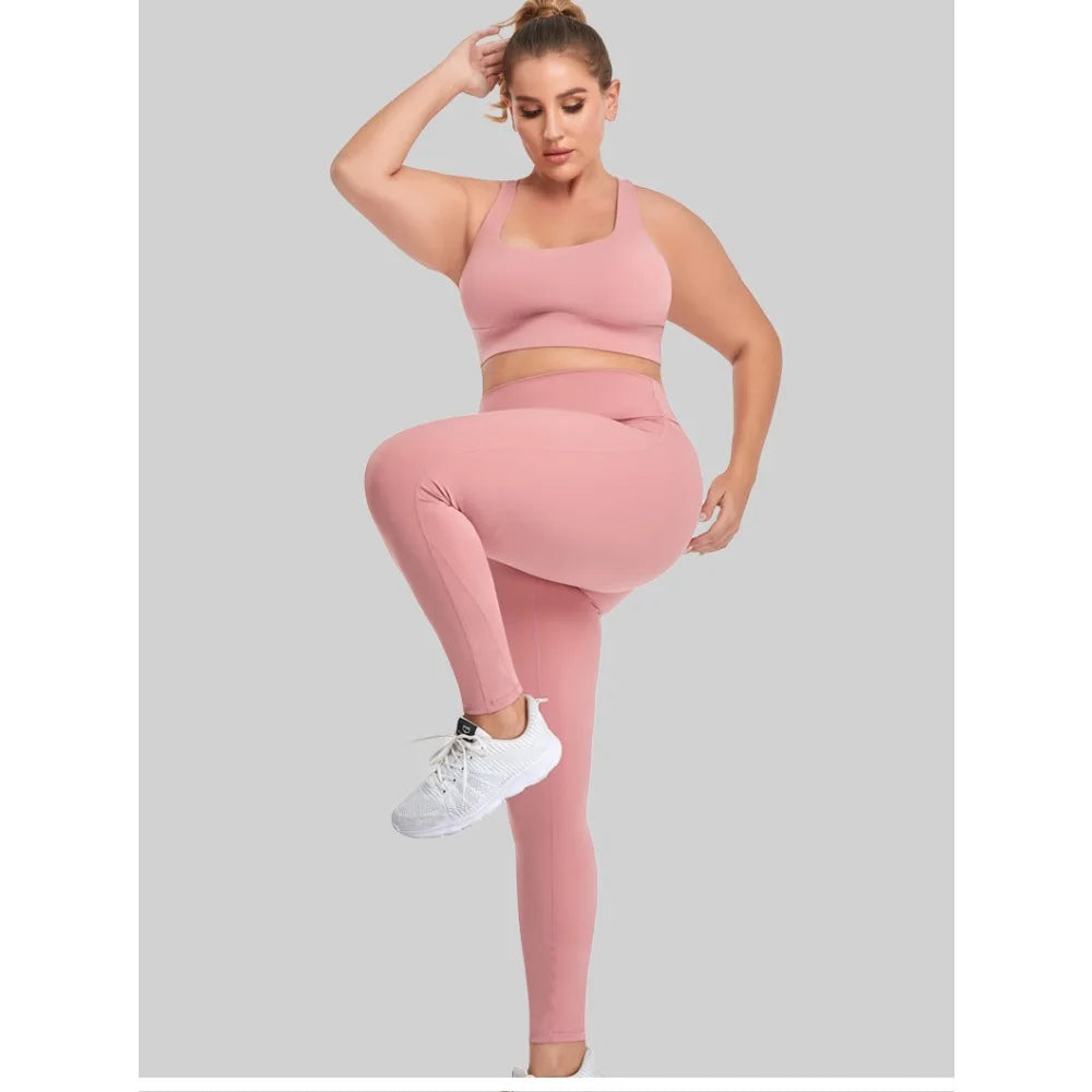 Woman's Plus Size Sports Bra | Cross Back Padded Yoga Gym Top