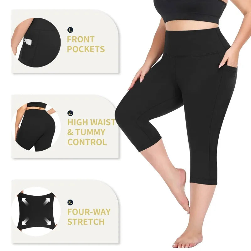 Sculpt & Flow Leggings - Plus Size Capri Black