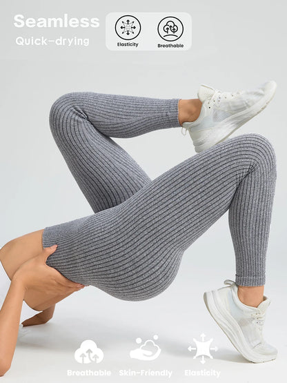 Contour Fit Leggings - Grey Ribbed