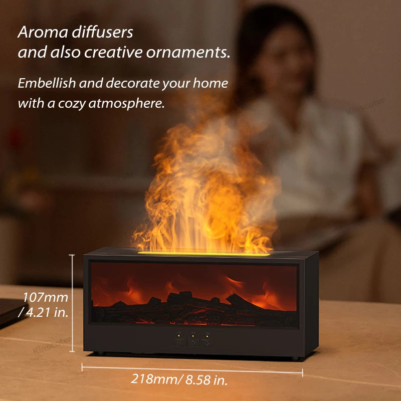 Fireplace Aroma Diffuser | Waterless Essential Oil Humidifier Remote
