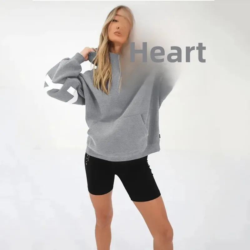 Women’s Stylish Printed Hoodie Thick Warm Streetwear Sweatshirt