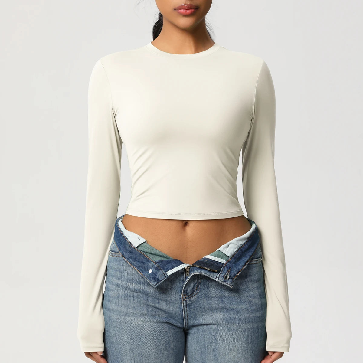 Women Long Sleeve Yoga Shirt Quick Dry Gym Workout Running Fitness Crop Top