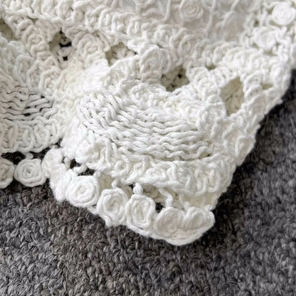 Women Crochet Two Piece Set Summer Y2K Beach Backless Cami Shorts