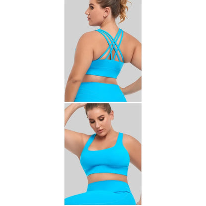 Woman's Plus Size Sports Bra | Cross Back Padded Yoga Gym Top