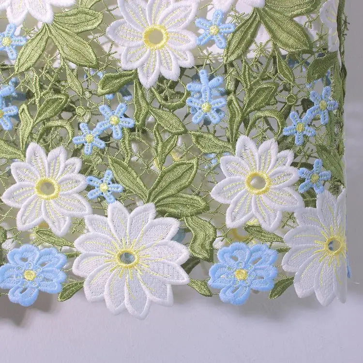 Women’s Crochet Lace High Waist Skirt Floral Embroidered Summer Skirt