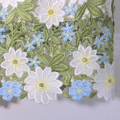 Women’s Crochet Lace High Waist Skirt Floral Embroidered Summer Skirt