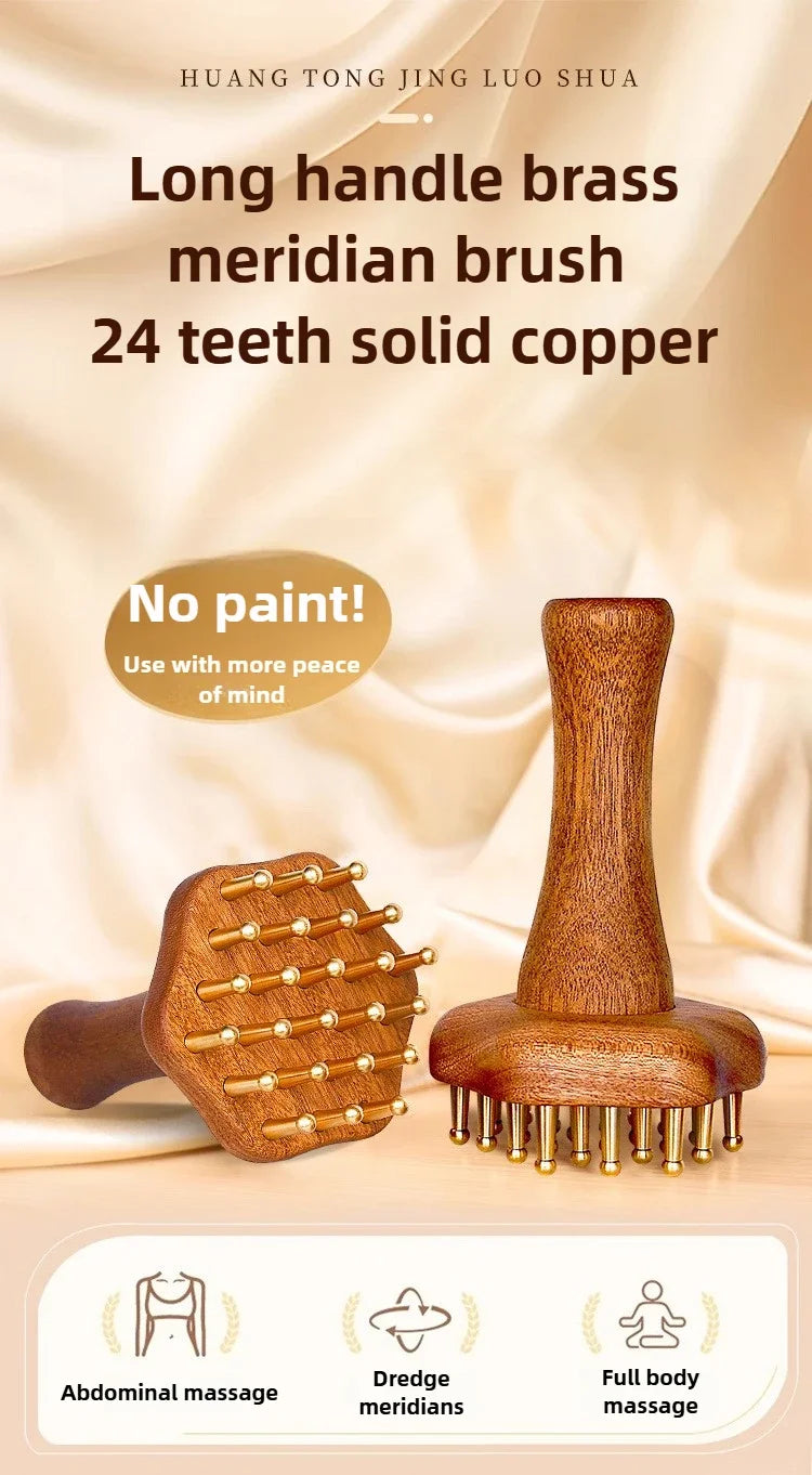 Portable Brass Gua Sha Massage Tool Head Neck Leg Body Meridian Massager Lymphatic Muscle Relief Pain Deep Tissue Massage