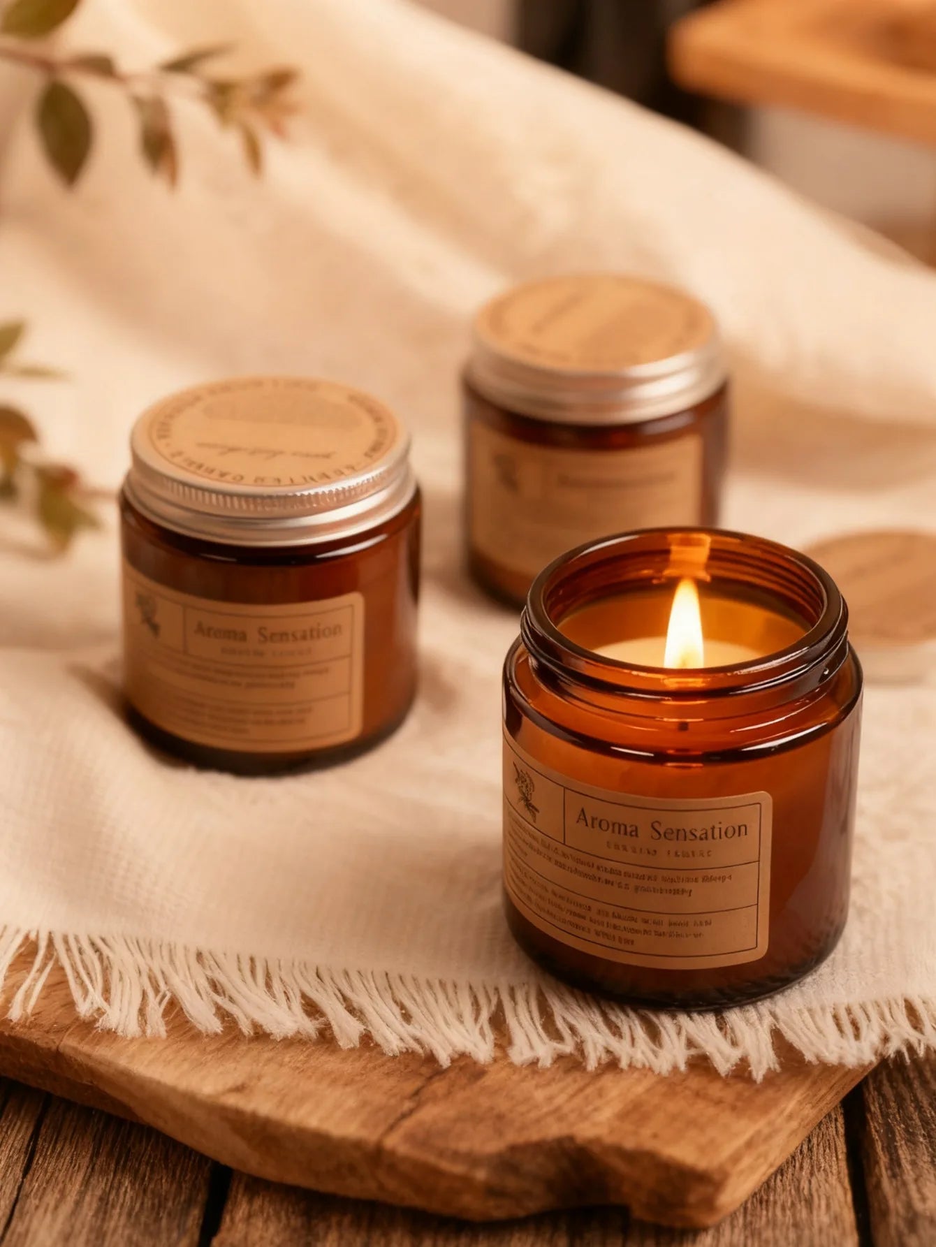 Canned brown small cup rose essential oil scented candle, smokeless home aromatherapy candle