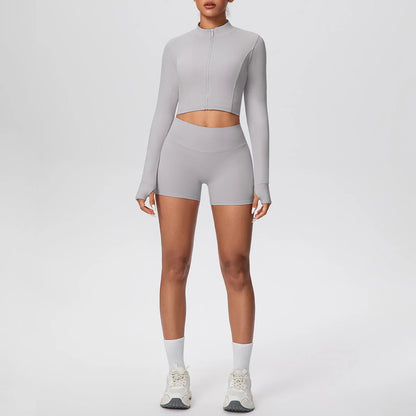 Women Yoga Set Quick Dry | Zipper Top Leggings Set