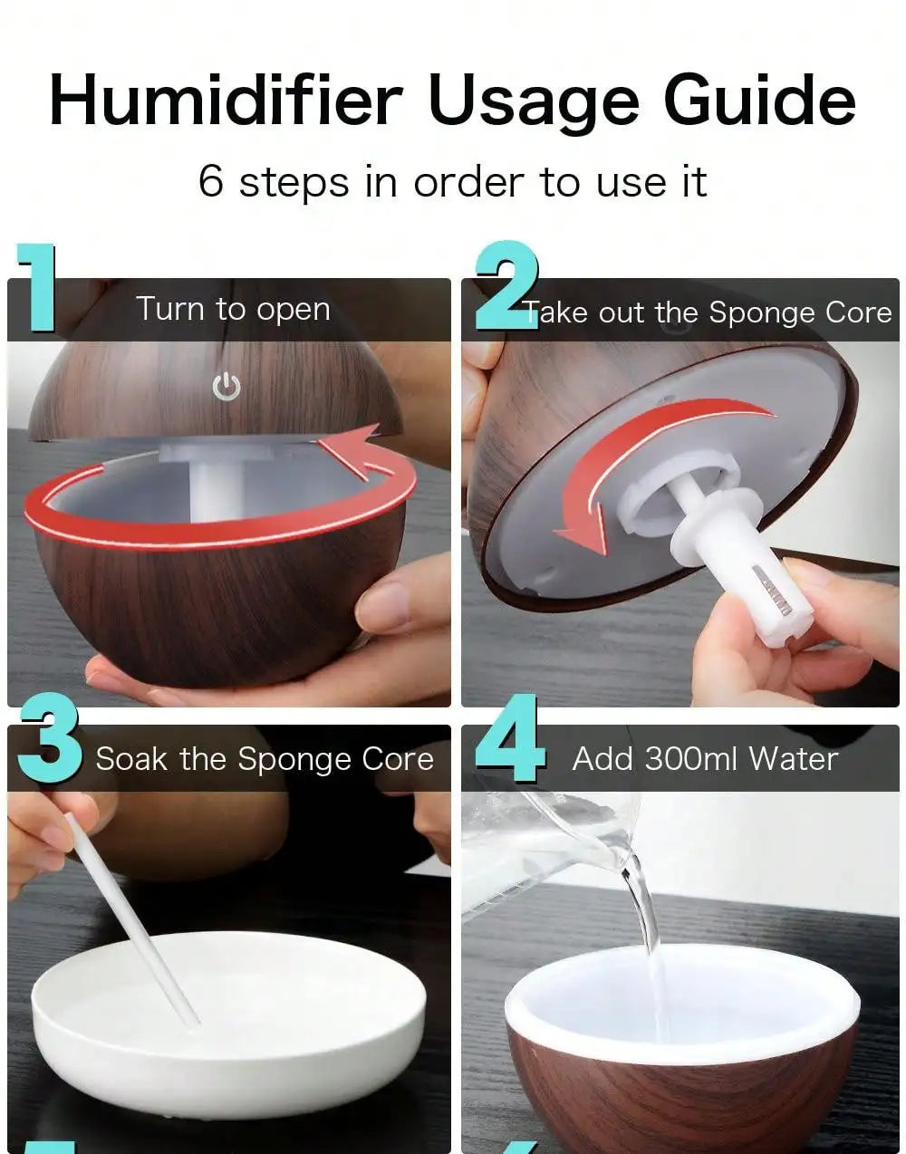 200ml Mini Air Humidifier & Essential Oil Diffuser with Colorful Light