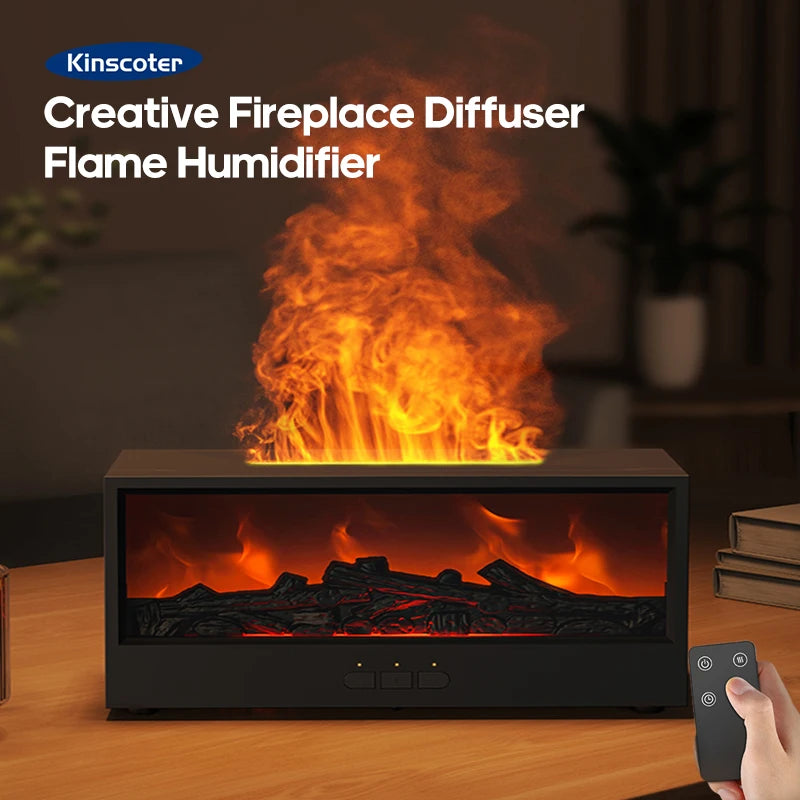 Fireplace Aroma Diffuser | Waterless Essential Oil Humidifier Remote
