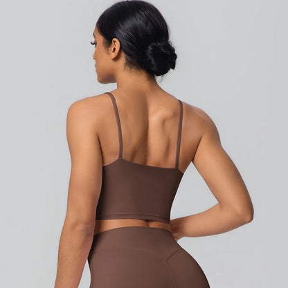 Women Backless Sports Bra Naked Feel Yoga Gym Workout Padded Top