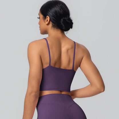 Women Backless Sports Bra Naked Feel Yoga Gym Workout Padded Top