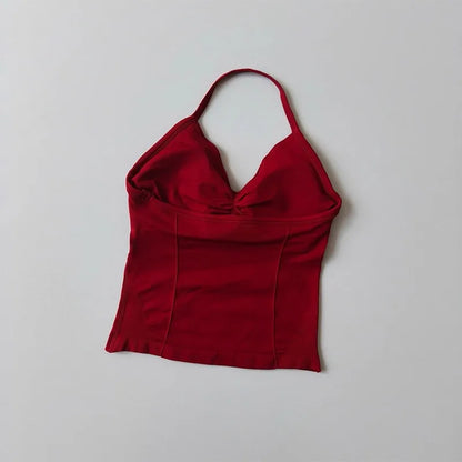 Women Backless Sports Bra Halter Gym Yoga Top Push Up Fitness Vest