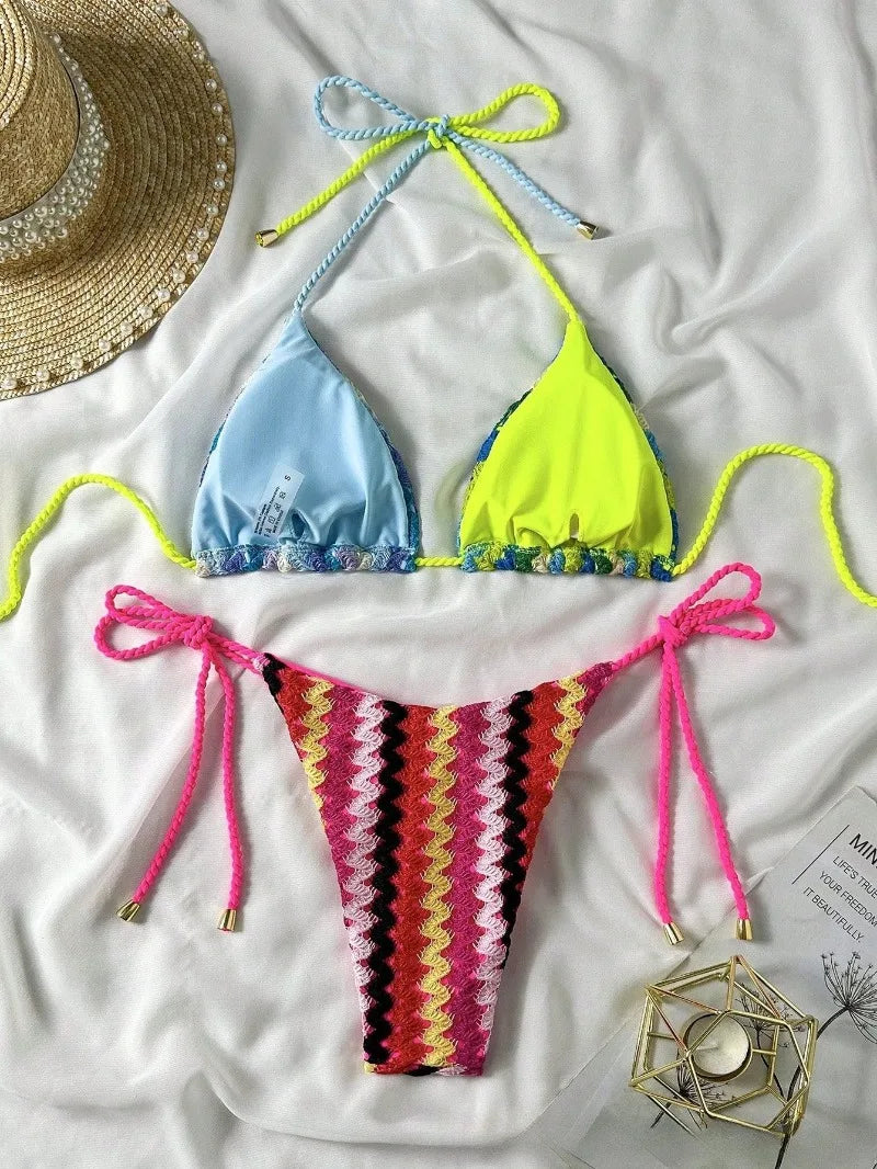 Laguna Isla - Stripey Crochet Bikini