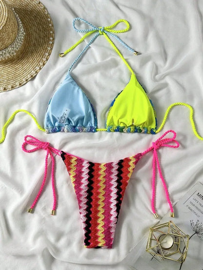 Laguna Isla - Stripey Crochet Bikini