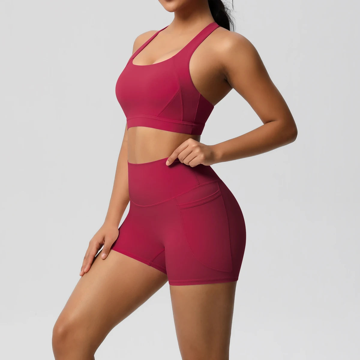 2 Piece Cross Fit Set Women | Pocket Leggings Gym Outfit