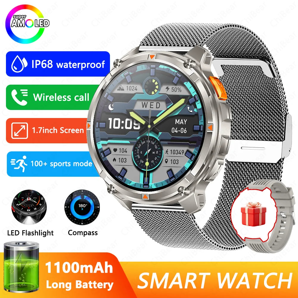 2026 T-Rex3 Pro Smart Watch 1100mAh GPS 5ATM Military Sports Compass Run