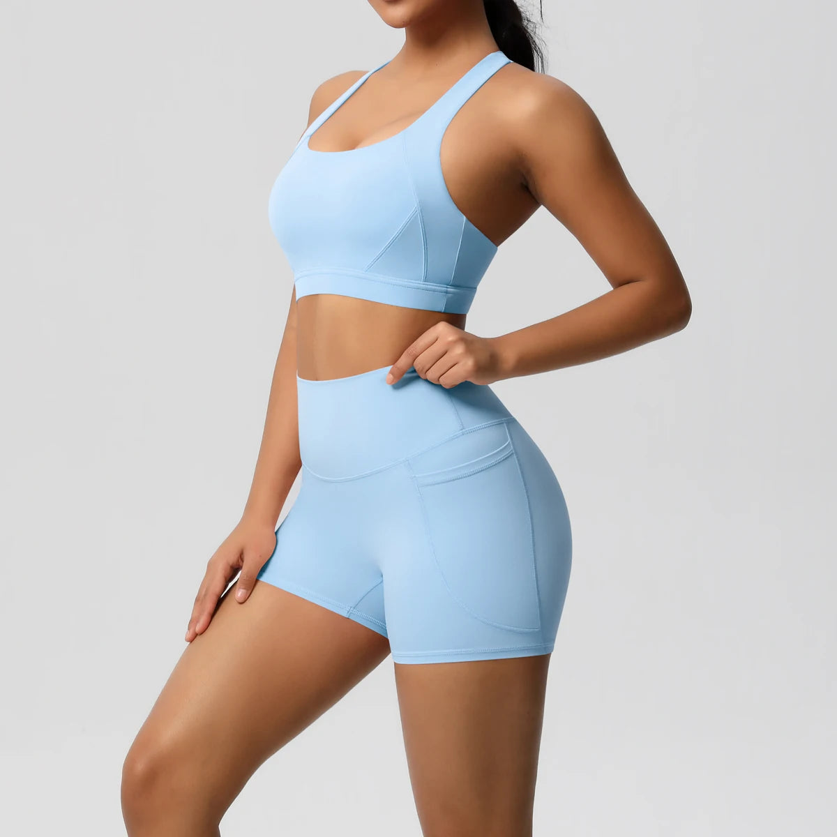 2 Piece Cross Fit Set Women | Pocket Leggings Gym Outfit