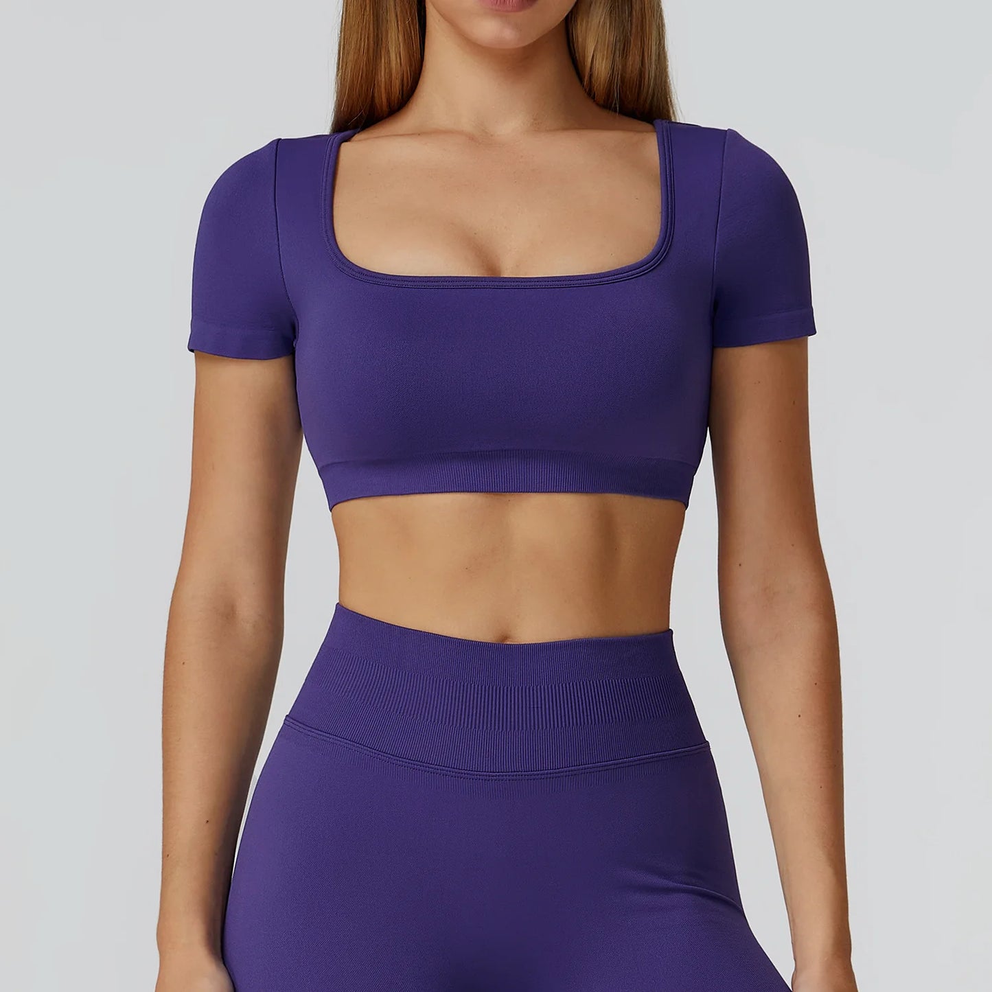 Women’s Gym Yoga Top | Square Neck Backless Fitness Outfit