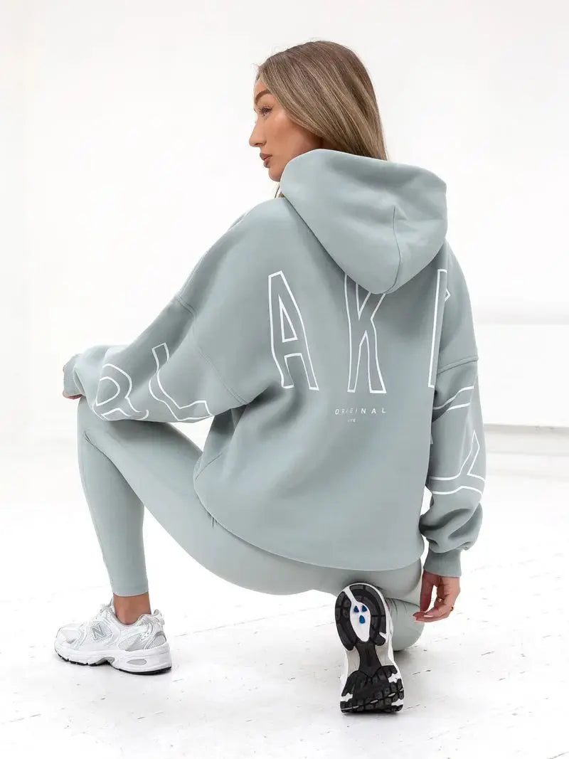 Womans Oversized Hip Hop Hoodie Printed Streetwear Sweatshirt Top