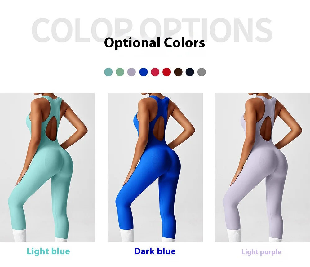 Seamless Peach Booty Bodysuit | V-Back Tummy Control Gym Jumpsuit