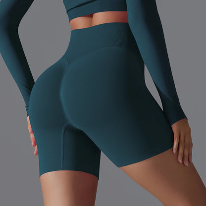 Womens High Waist Seamless Yoga Gym Shorts Running Fitness Workout Shorts
