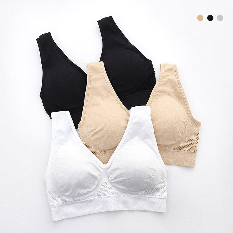 Womens Sports Bra Vest Breathable Padded Shockproof Gym Running Fitness Top