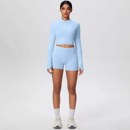 Women Yoga Set Quick Dry | Zipper Top Leggings Set