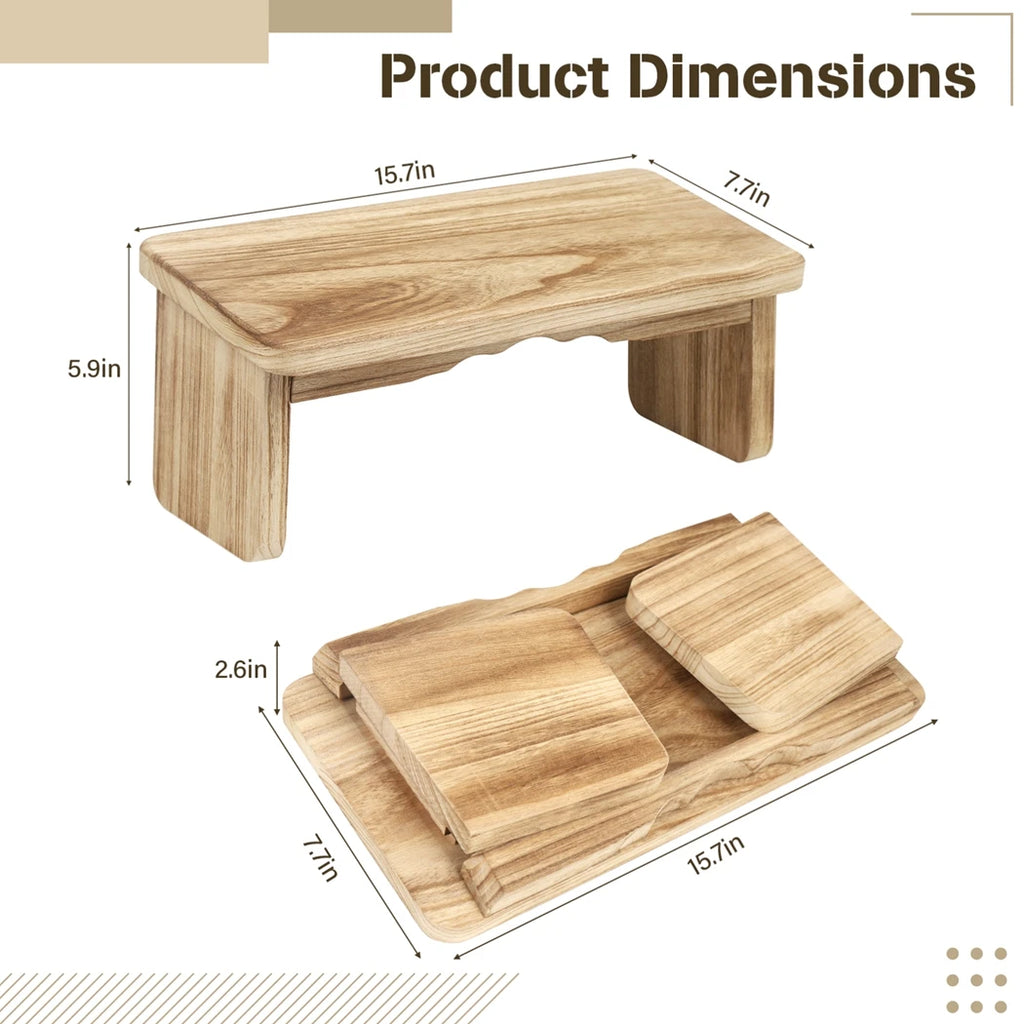 Wooden Meditation Bench | Foldable Ergonomic Yoga Kneeling Stool