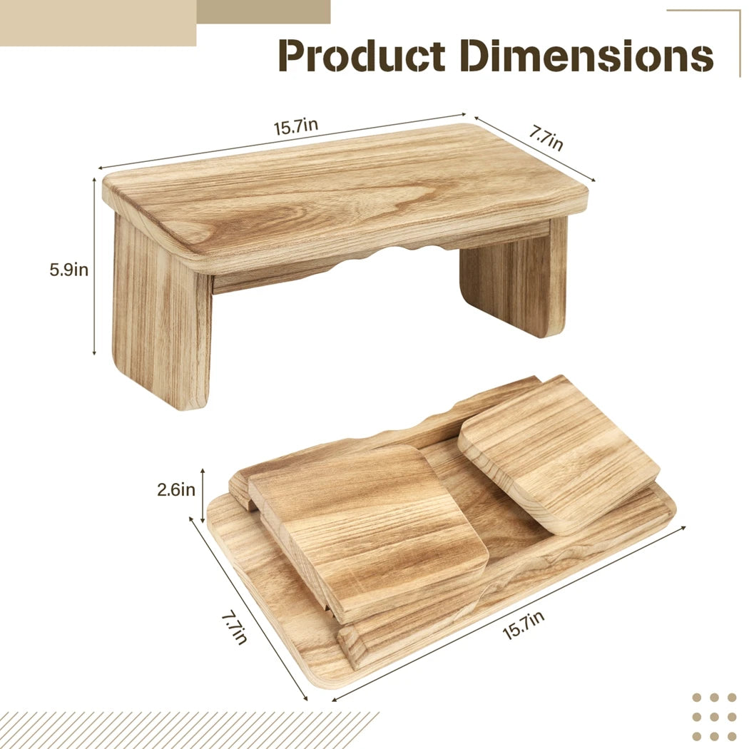 Wooden Meditation Bench | Foldable Ergonomic Yoga Kneeling Stool