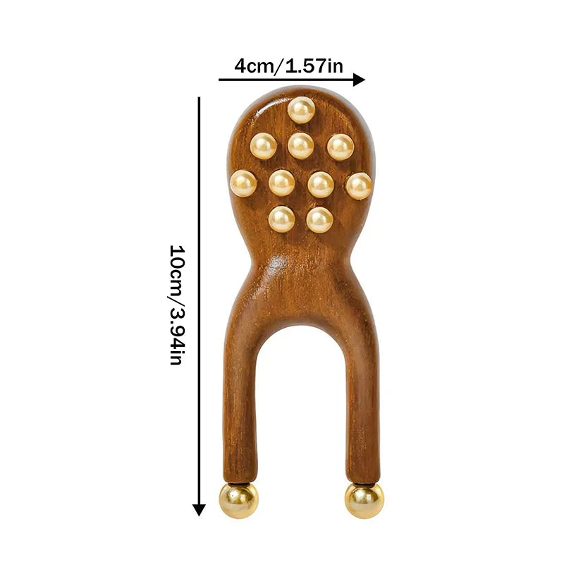 Wooden Nose Guasha Massage Tool Brass Bead Handheld Comb Antistatic For Face Nose Eye Relaxation Spot Meridians Acupoint