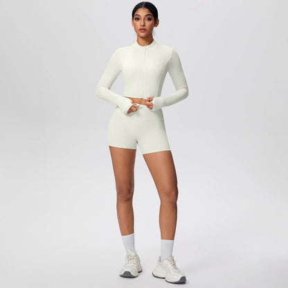 Women Yoga Set Quick Dry | Zipper Top Leggings Set
